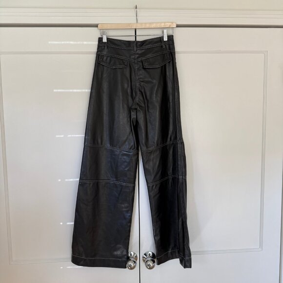 ZARA TOPSTITCHED FAUX LEATHER PANTS BLACK - Picture 3 of 8